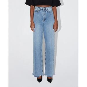 Khy x Natasha Zinko Jeans 31 Classic High Rise Denim Wide Leg Blue Relaxed Chic